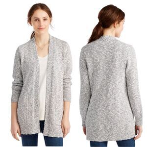L.L. Bean Womens Open Cardigan Cotton Ragg Sweater Long Sleeve Pockets Medium